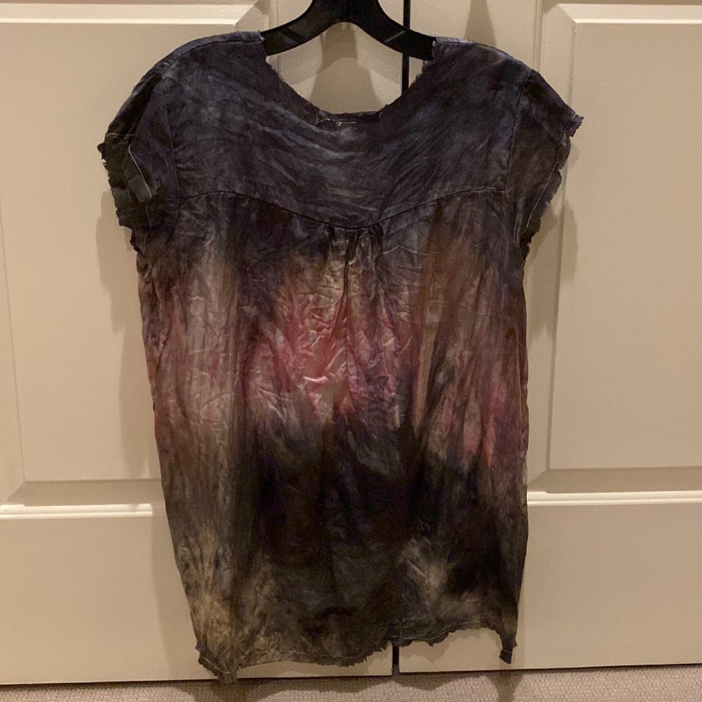 Love Tanjane Pink and Purple Silk Tie Dye Distressed Top - Picture 7 of 9
